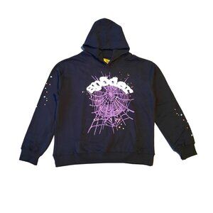 Sp5der Web Hoodie 'Black and Purple Large